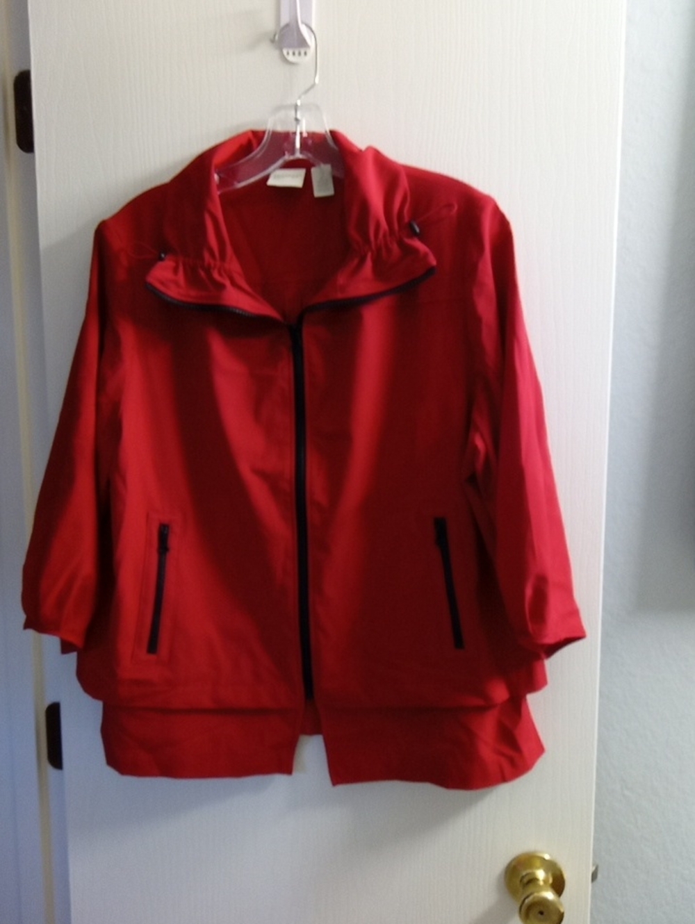 Women's Red Utility Zip Jacket